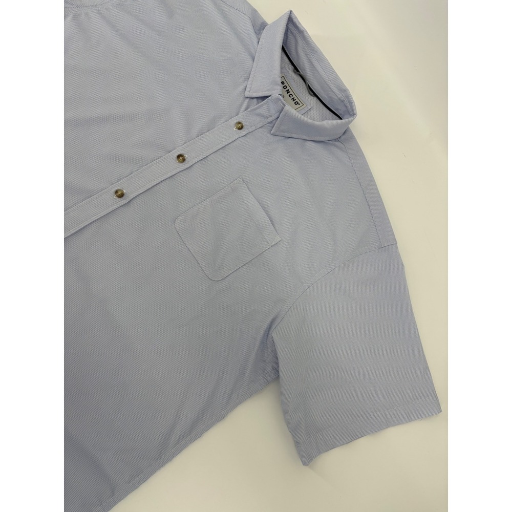 Poncho Outdoors Mens XL Regular Fit Blue Micro Check Short Sleeve Fishing Shirt